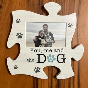 Puzzle Piece Photo Frame Magnet - You, me, and the Dog NWT